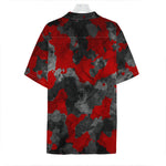 Black And Red Camouflage Print Hawaiian Shirt