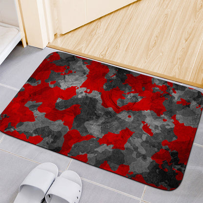 Black And Red Camouflage Print Indoor Door Mat