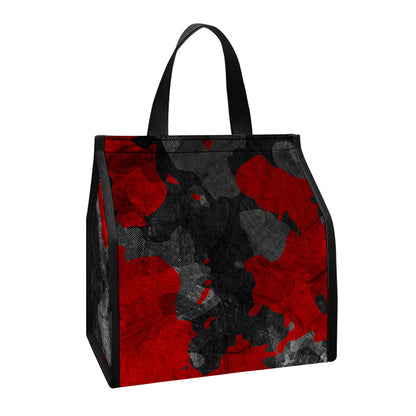 Black And Red Camouflage Print Insulated Lunch Tote