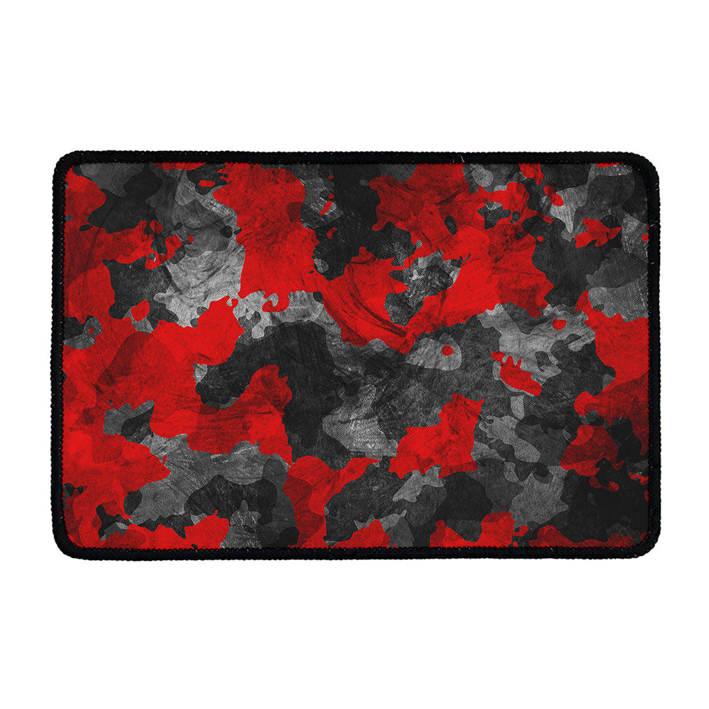 Black And Red Camouflage Print Kitchen Mat