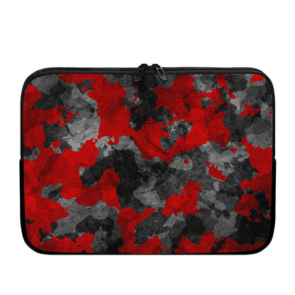 Black And Red Camouflage Print Laptop Sleeve