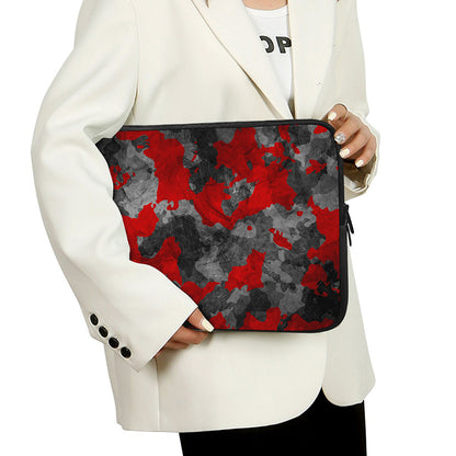 Black And Red Camouflage Print Laptop Sleeve