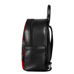 Black And Red Camouflage Print Leather Backpack