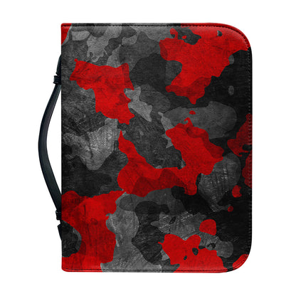 Black And Red Camouflage Print Leather Bible Cover