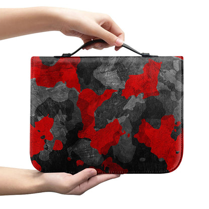 Black And Red Camouflage Print Leather Bible Cover