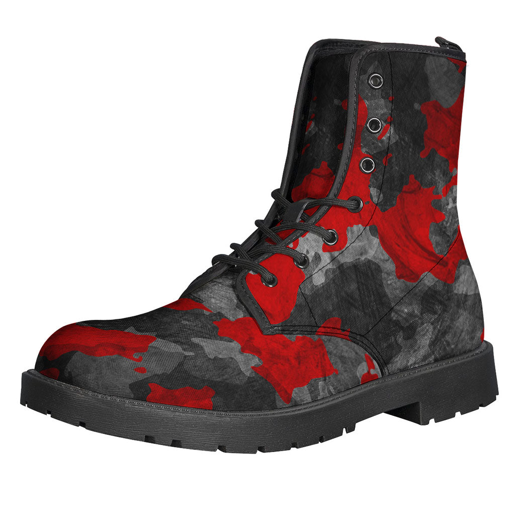 Black And Red Camouflage Print Backpack