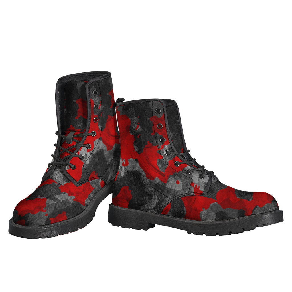 Black And Red Camouflage Print Backpack