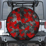 Black And Red Camouflage Print Leather Spare Tire Cover