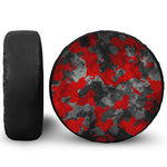Black And Red Camouflage Print Leather Spare Tire Cover