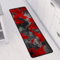 Black And Red Camouflage Print Long Kitchen Mat