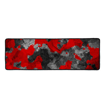 Black And Red Camouflage Print Long Kitchen Mat