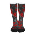 Black And Red Camouflage Print Long Socks
