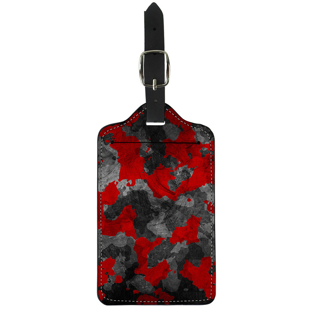 Black And Red Camouflage Print Luggage Tag