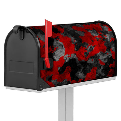 Black And Red Camouflage Print Mailbox Cover