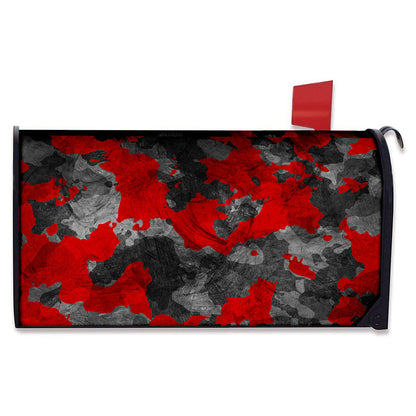 Black And Red Camouflage Print Mailbox Cover