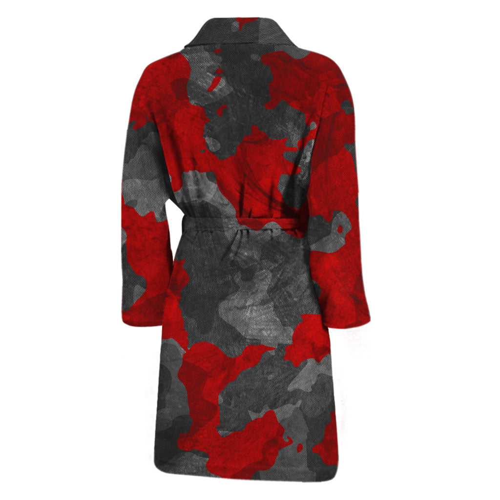 Black And Red Camouflage Print Men's Bathrobe