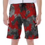 Black And Red Camouflage Print Men's Beach Shorts