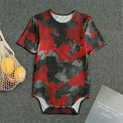 Black And Red Camouflage Print Men's Bodysuit