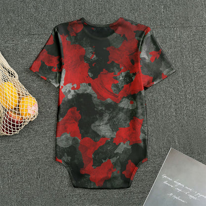 Black And Red Camouflage Print Men's Bodysuit