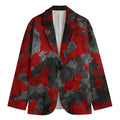 Black And Red Camouflage Print Men's Cotton Blazer