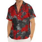 Black And Red Camouflage Print Men's Deep V-Neck Shirt