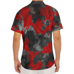 Black And Red Camouflage Print Men's Deep V-Neck Shirt