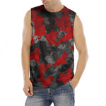 Black And Red Camouflage Print Men's Fitness Tank Top