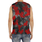 Black And Red Camouflage Print Men's Fitness Tank Top