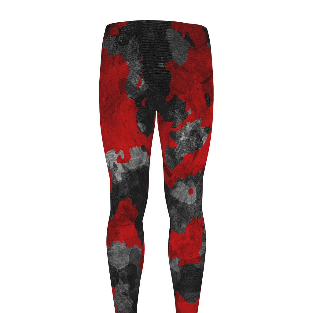 Black And Red Camouflage Print Men's leggings
