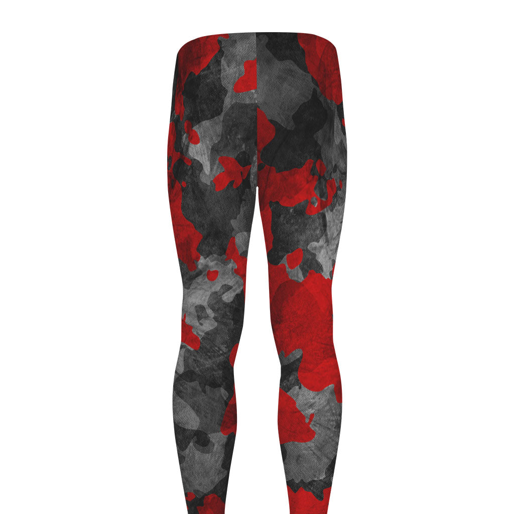 Black And Red Camouflage Print Men's leggings