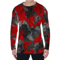 Black And Red Camouflage Print Men's Long Sleeve T-Shirt