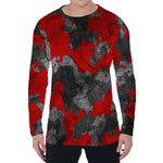 Black And Red Camouflage Print Men's Long Sleeve T-Shirt