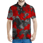 Black And Red Camouflage Print Men's Polo Shirt