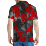 Black And Red Camouflage Print Men's Polo Shirt