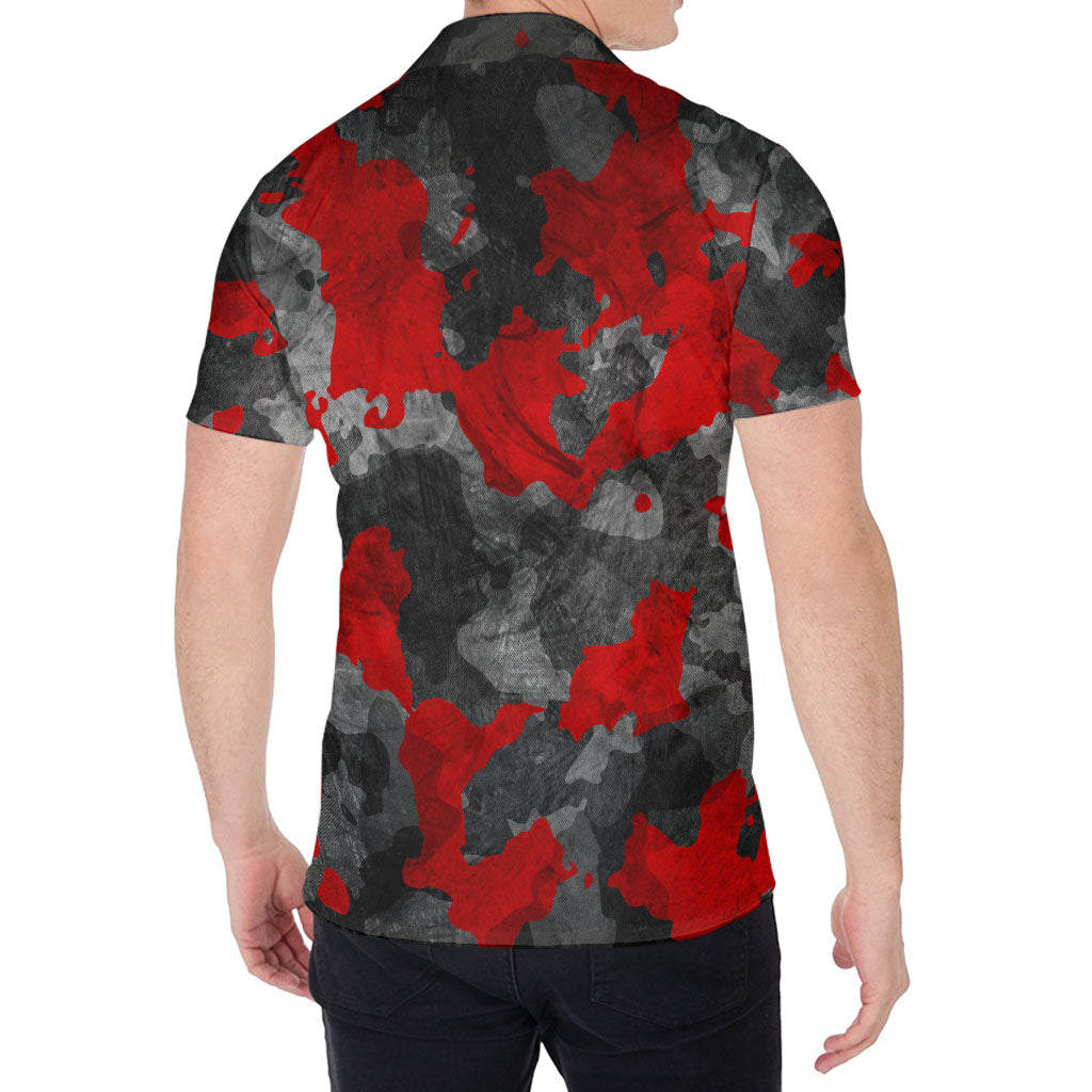 Black And Red Camouflage Print Men's Shirt