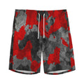 Black And Red Camouflage Print Men's Athletic Shorts