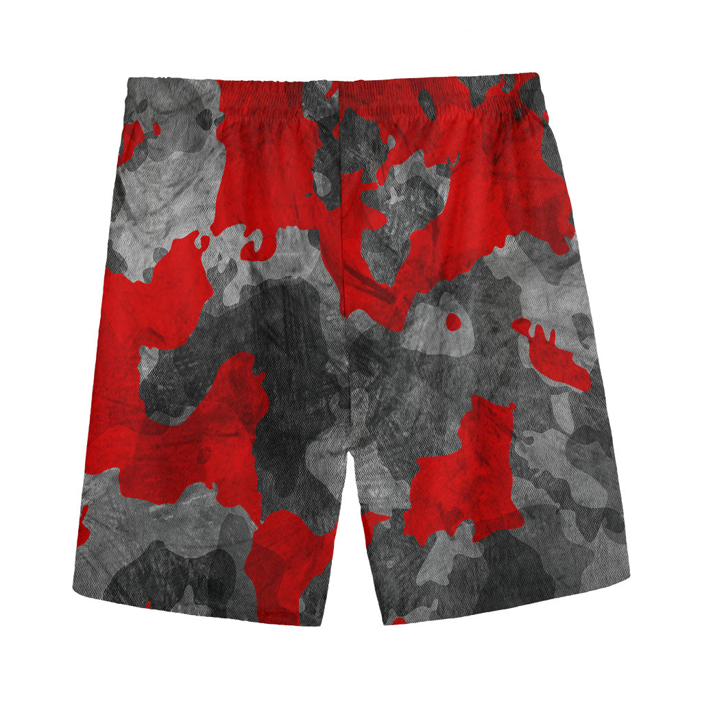 Black And Red Camouflage Print Men's Sports Shorts
