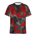 Black And Red Camouflage Print Men's Athletic T-Shirt