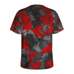 Black And Red Camouflage Print Men's Sports T-Shirt