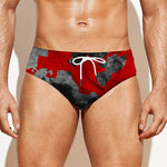 Black And Red Camouflage Print Men's Swim Briefs