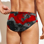 Black And Red Camouflage Print Men's Swim Briefs