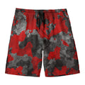 Black And Red Camouflage Print Men's Swim Trunks