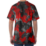 Black And Red Camouflage Print Men's Velvet T-Shirt