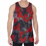 Black And Red Camouflage Print Men's Velvet Tank Top