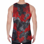 Black And Red Camouflage Print Men's Velvet Tank Top