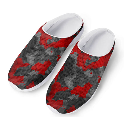Black And Red Camouflage Print Mesh Casual Shoes