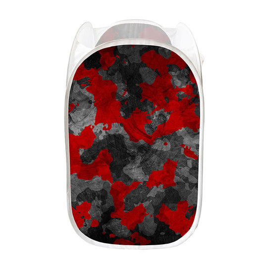 Black And Red Camouflage Print Mesh Laundry Hamper