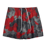Black And Red Camouflage Print Mesh Shorts