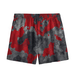 Black And Red Camouflage Print Mesh Shorts