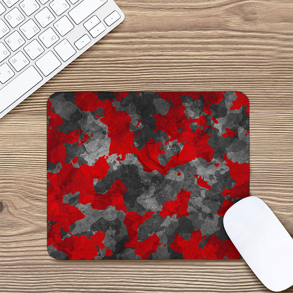 Black And Red Camouflage Print Mouse Pad